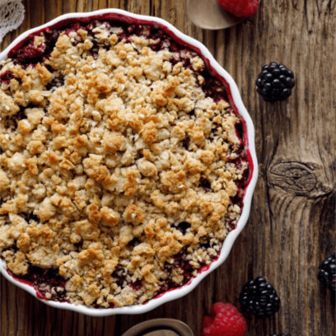 recette crumble fruits rouges sirop framboise rose pomme