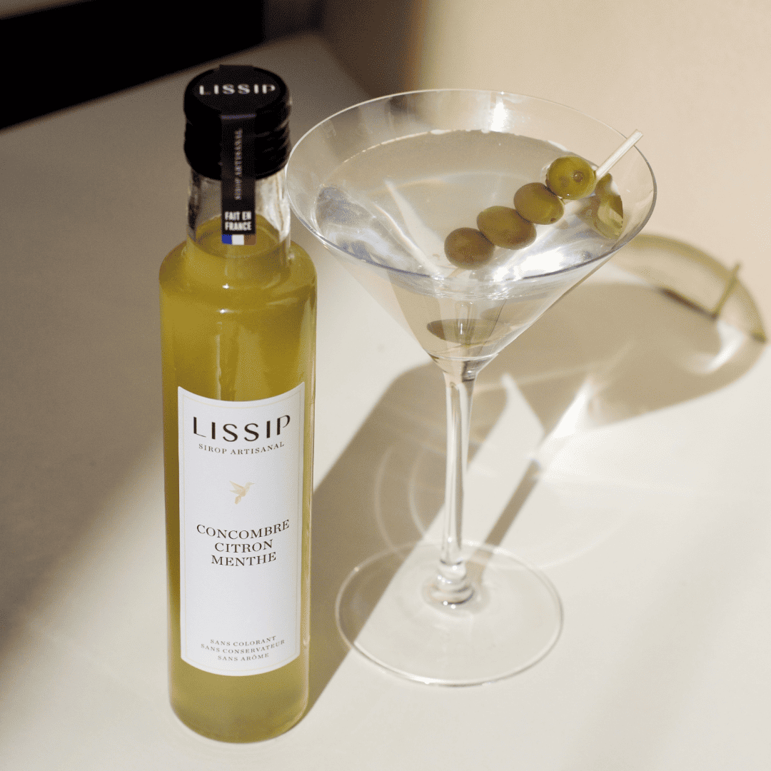 photo cocktail dry martini concombre citron menthe