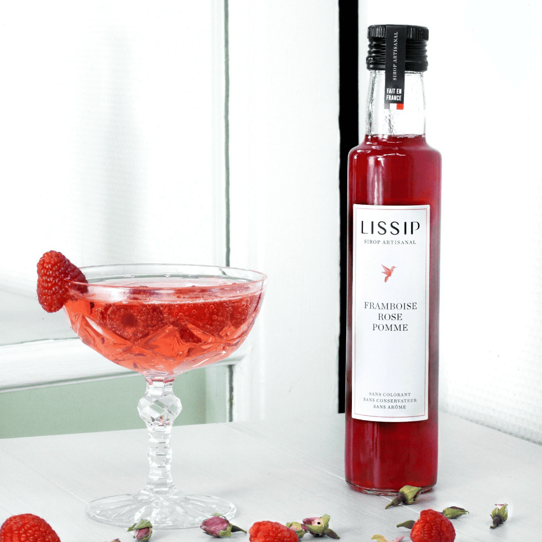photo cocktail raspberry champagne avec sirop framboise