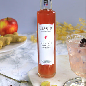 Sirops artisanal Lissip Gingembre Pomme Hibiscus : sans additifs, sans conservateurs, sans colorants